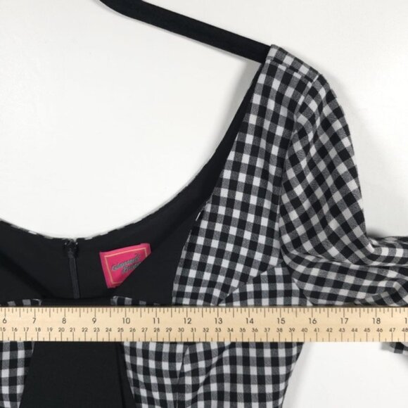 GLAMOUR BUNNY Jacky 60s Jacky Pencil Dress Gingham Back Slit Chic Bow Size‎ XS - Picture 9 of 13
